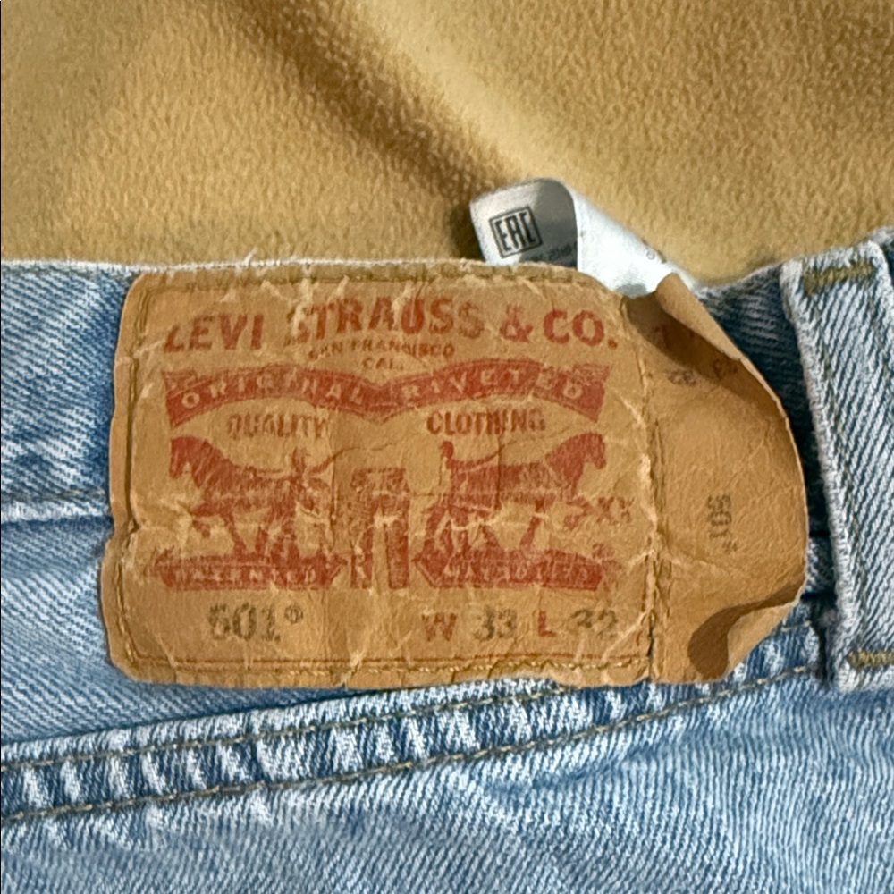 Levi's Classic Light Blue Jeans 501 Relaxed W33 L32 Blue 100% Cotton